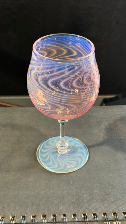 Wine Glass with gold and silver fume