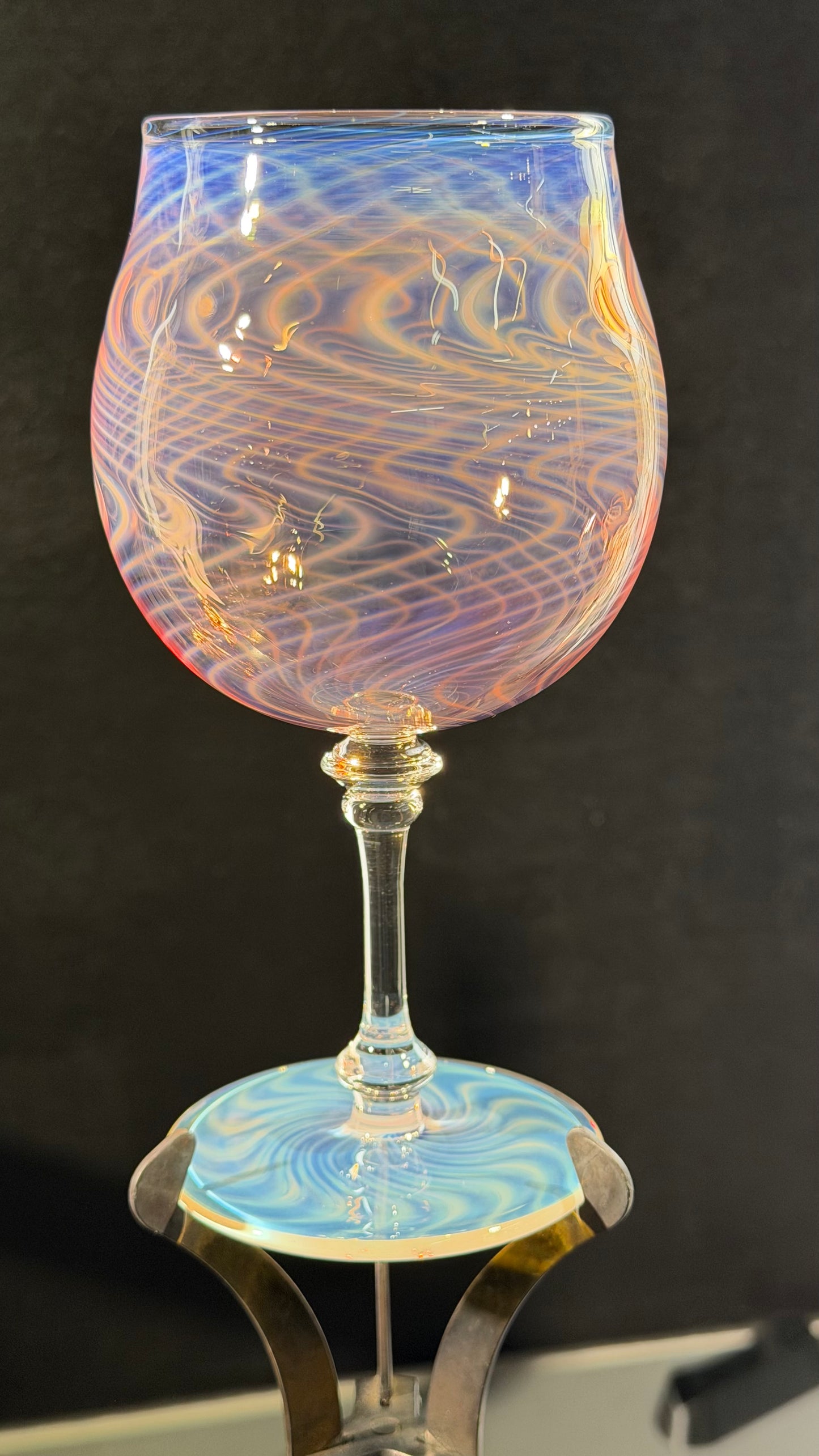 Wine Glass with gold and silver fume