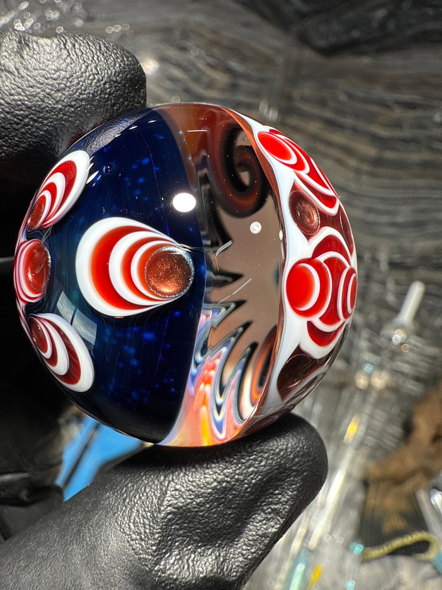 Collaboration marble with Fefe glass art from Japan.