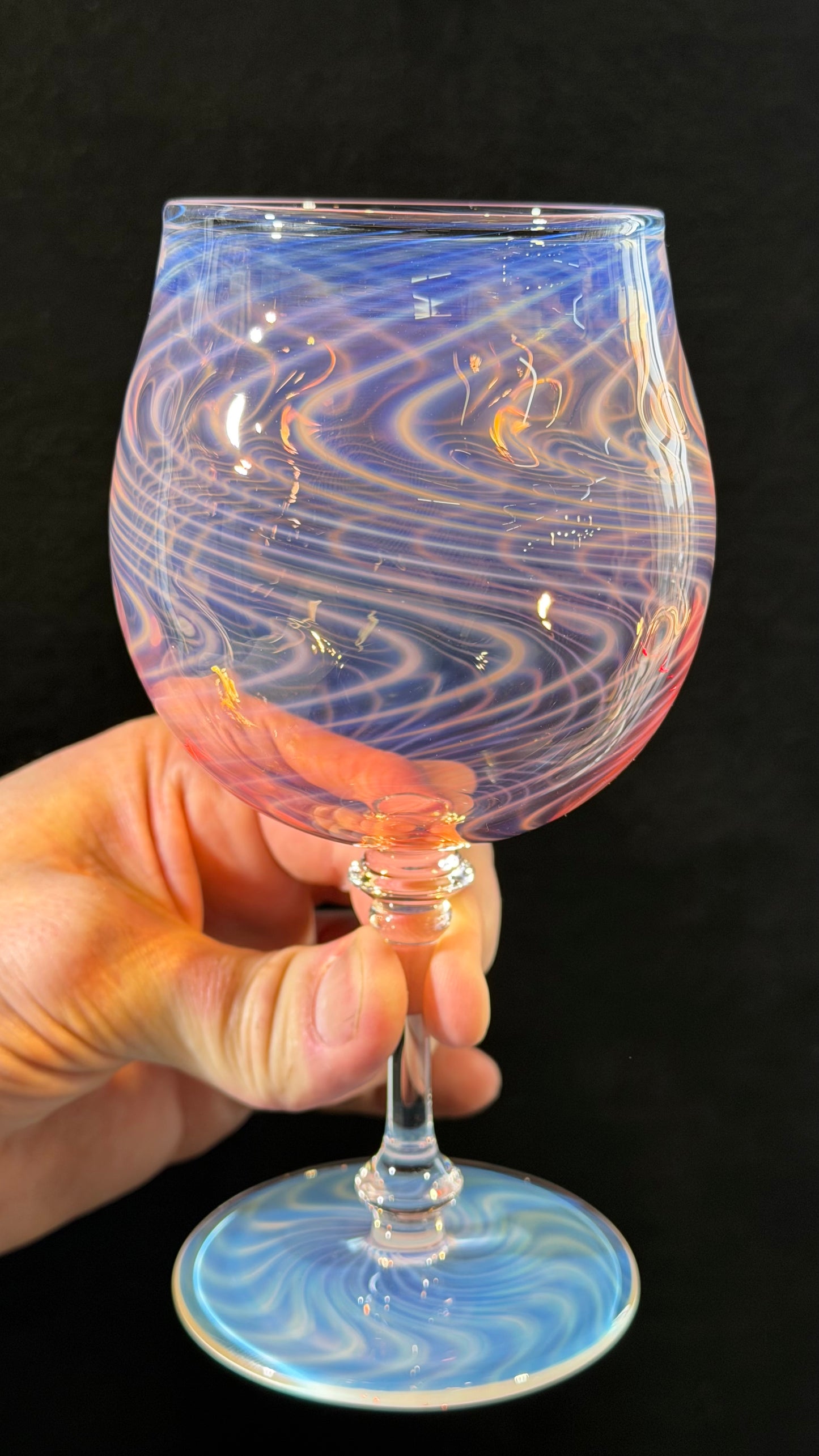 Wine Glass with gold and silver fume