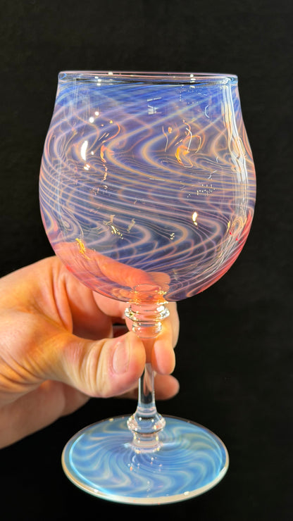 Wine Glass with gold and silver fume